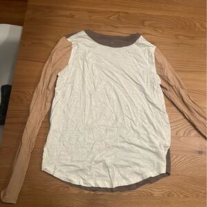 Madewell long sleeve t shirt brown colorblocked long sleeve shirt size small
